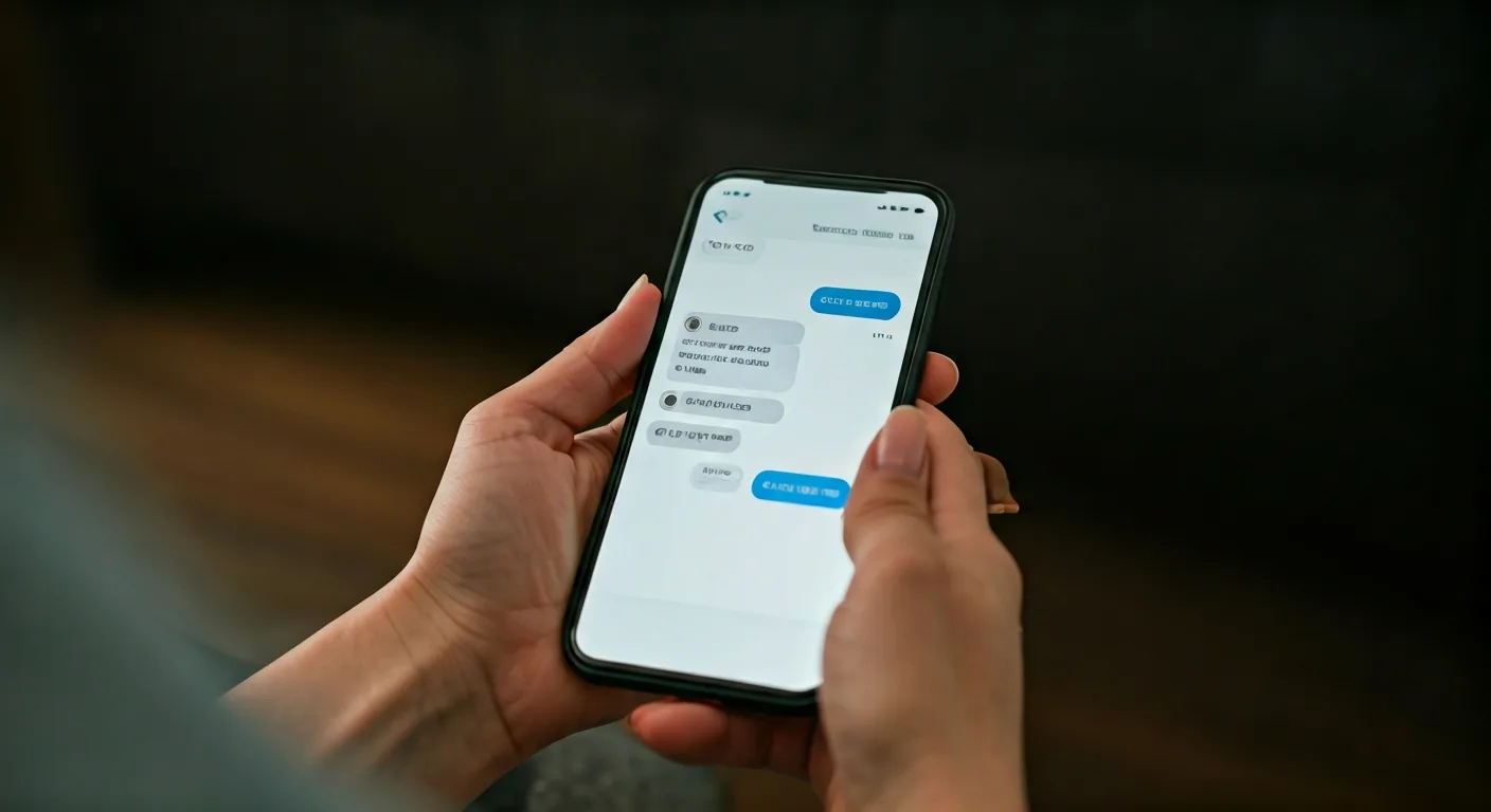 Person texting on a dating app looking up slang terms